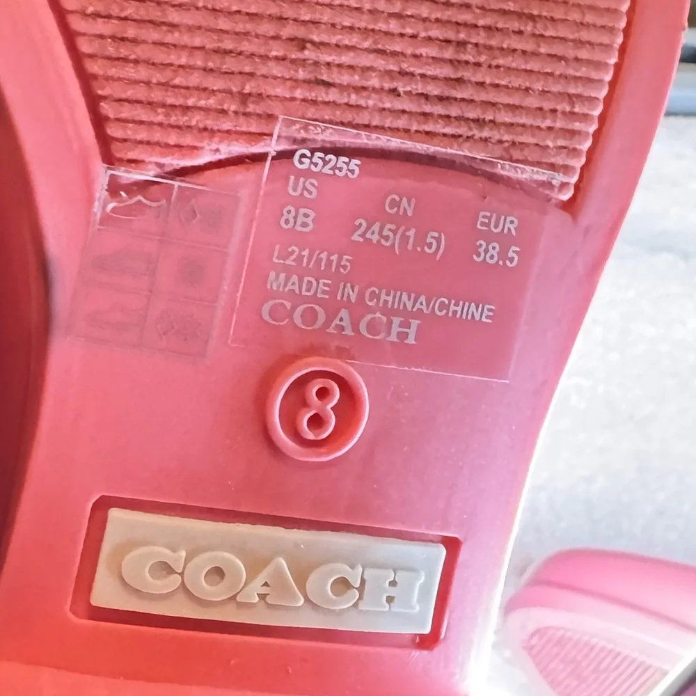 Coach Womens rain boots size 8, pink, with signature coach logo sock upper - Picture 7 of 10